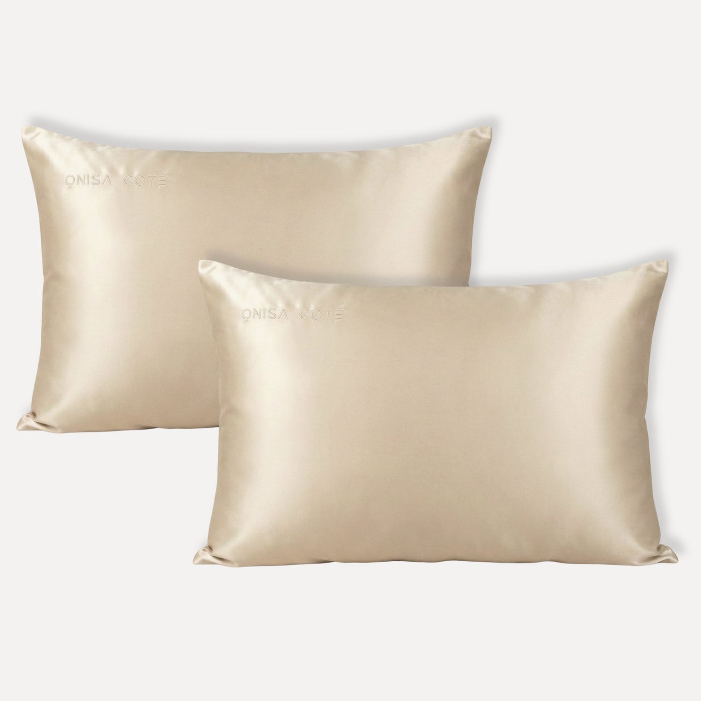 Set de dos fundas de seda Champagne — cuidado capilar y facial