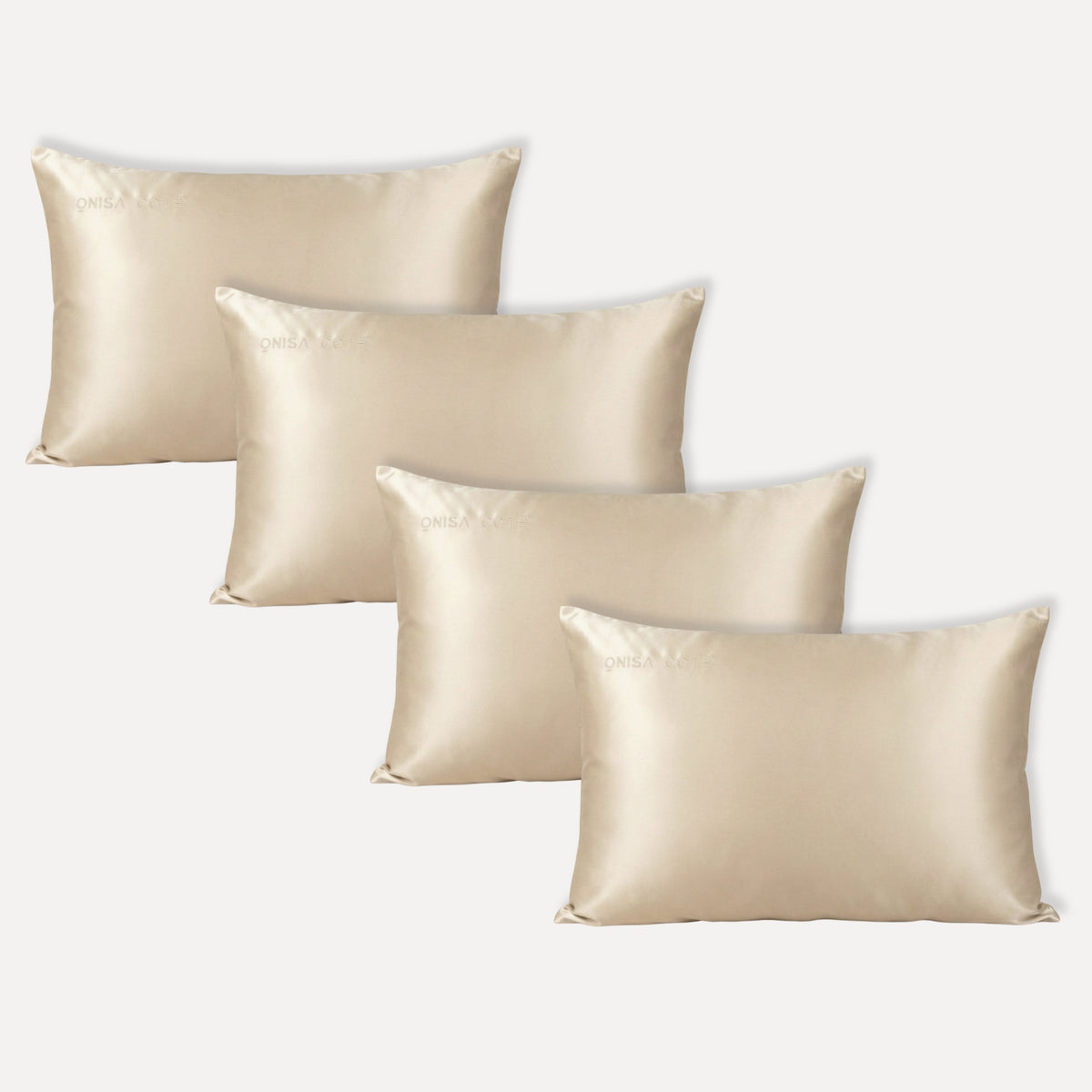 Funda de almohada de seda Champagne Onisa Coté — vista completa