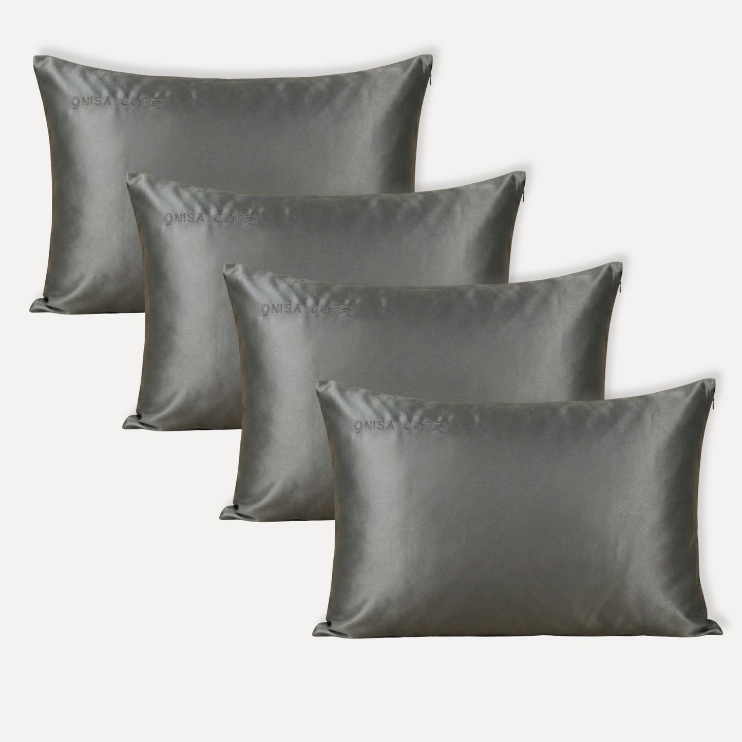 Detalle de la seda Mulberry Gris Marengo de la funda de almohada