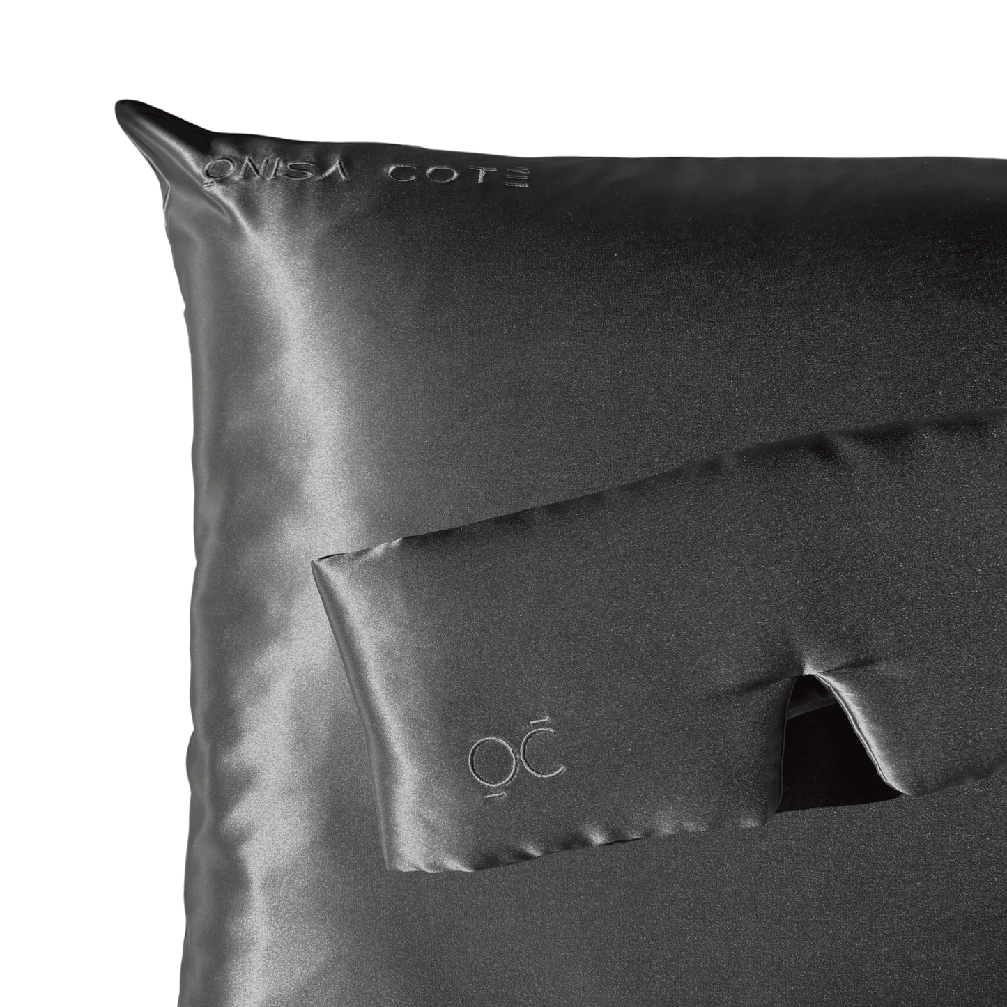Fundas de Almohada de Seda Gris Oscuro Onisa Coté