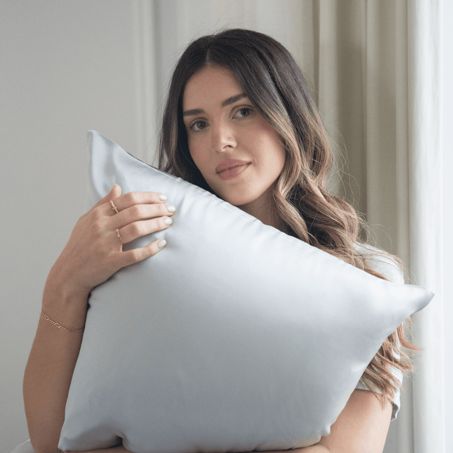Fundas de Almohada de Seda Plata Onisa Coté