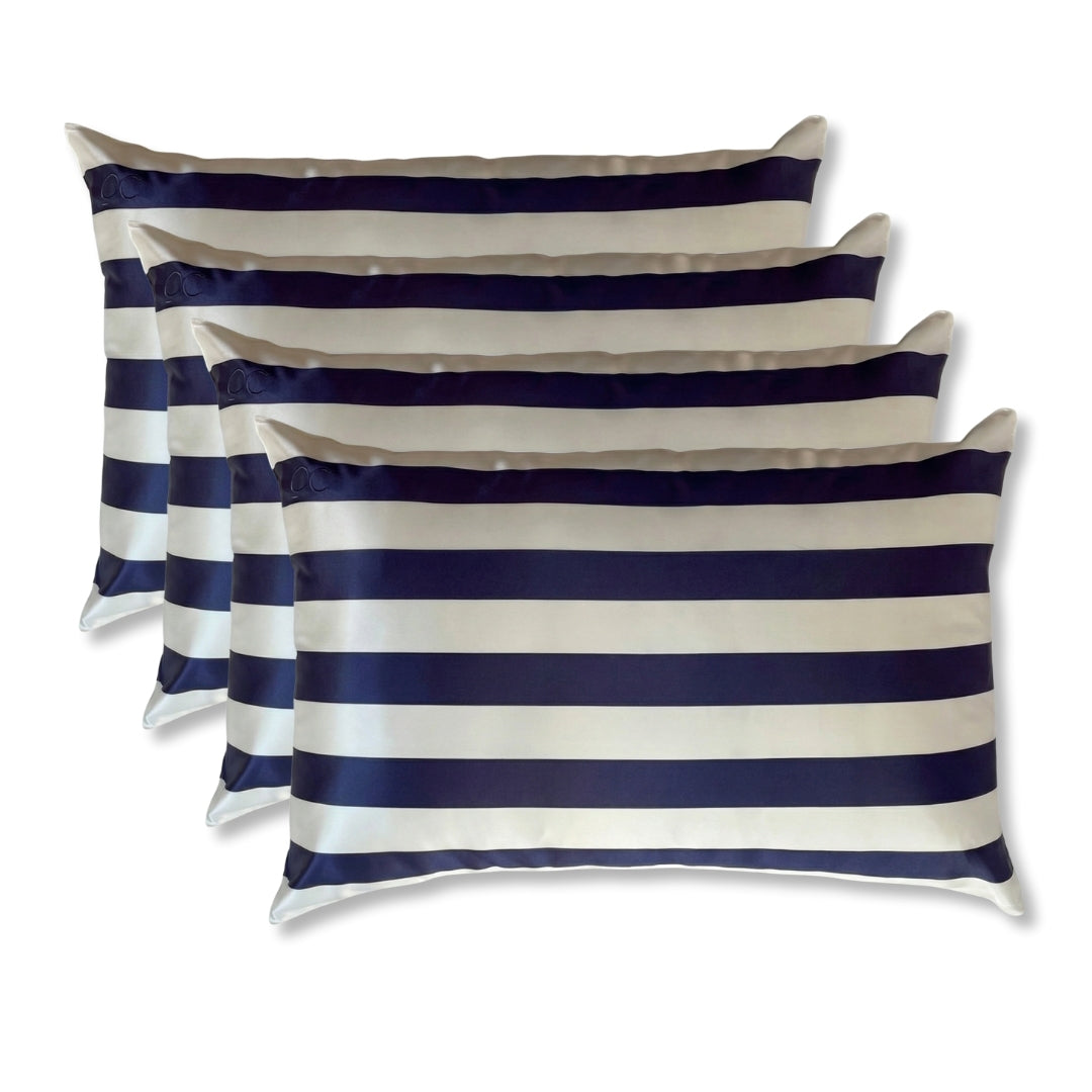 Fundas de Almohada de Seda Rayas Azules Onisa Coté