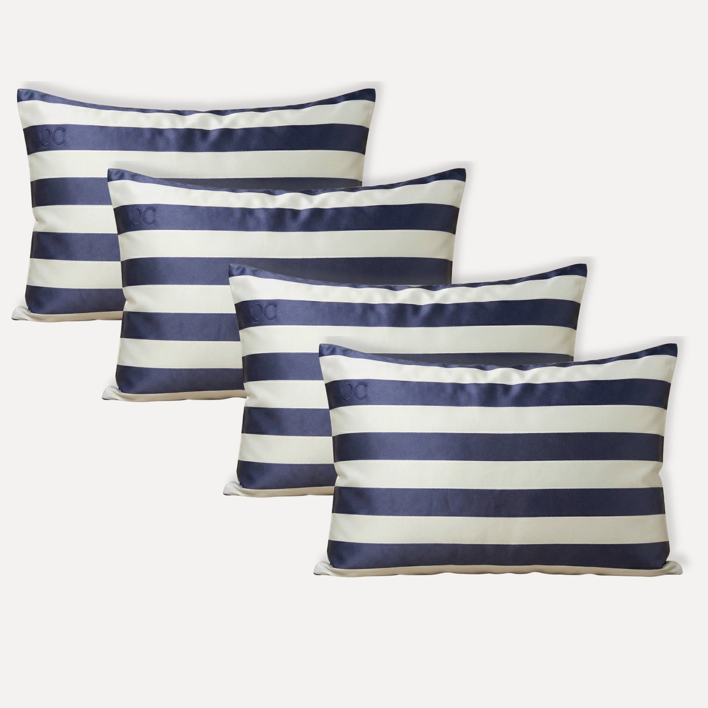 Fundas de Almohada de Seda Rayas Azules Onisa Coté