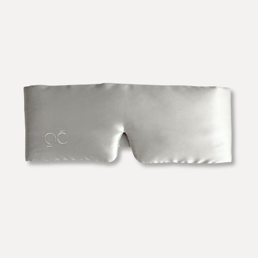 Antifaz de Seda de Morera - Oscuridad Total - Gris Plata