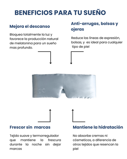 Antifaz de Seda Gris Plata Onisa Coté