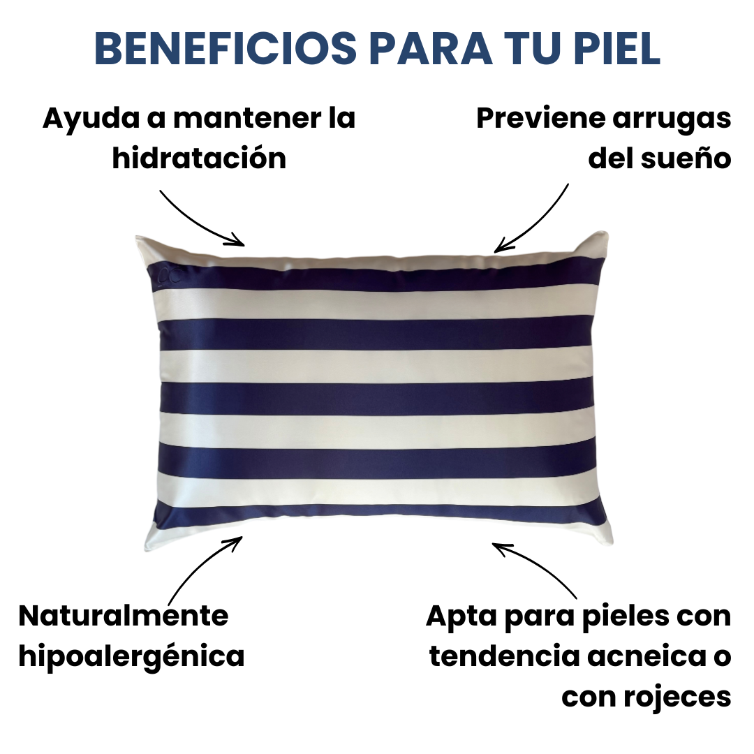 Fundas de Almohada de Seda Rayas Azules Onisa Coté