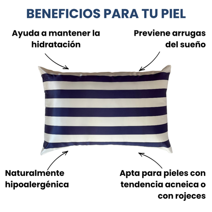 Fundas de Almohada de Seda Rayas Azules Onisa Coté