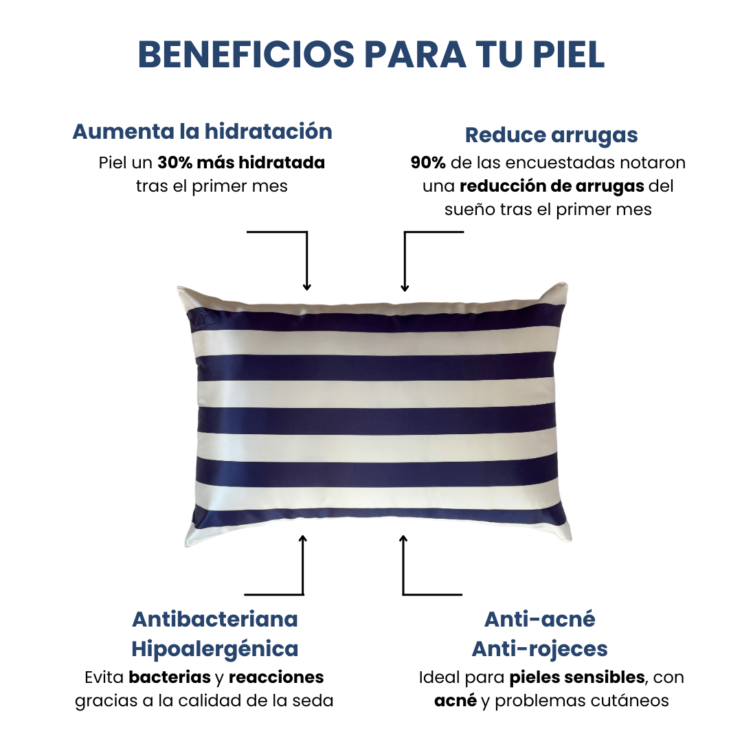 Fundas de Almohada de Seda Rayas Azules Onisa Coté