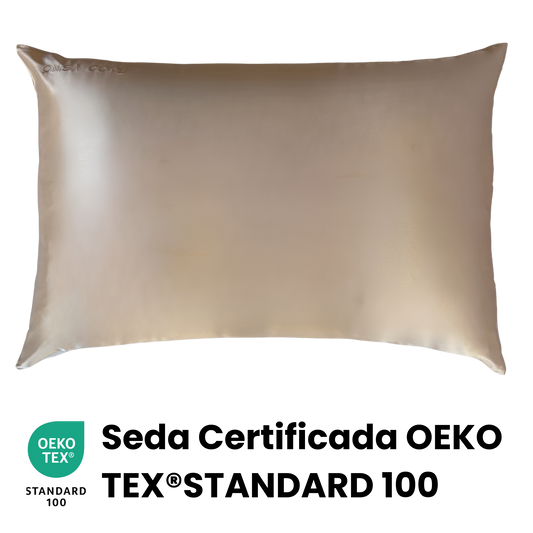 Fundas de Almohada de Seda Dorada Champagne Onisa Coté