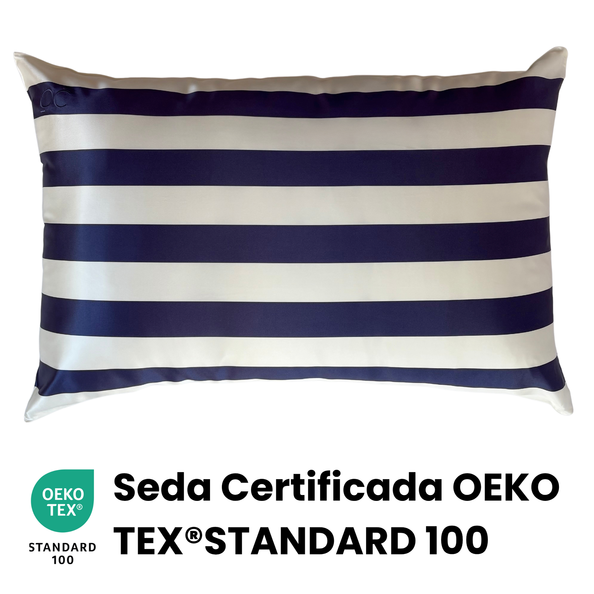Fundas de Almohada de Seda Rayas Azules Onisa Coté