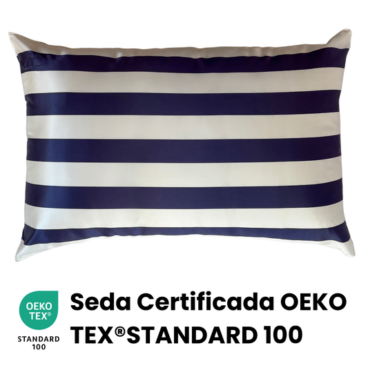 Fundas de Almohada de Seda Rayas Azules Onisa Coté