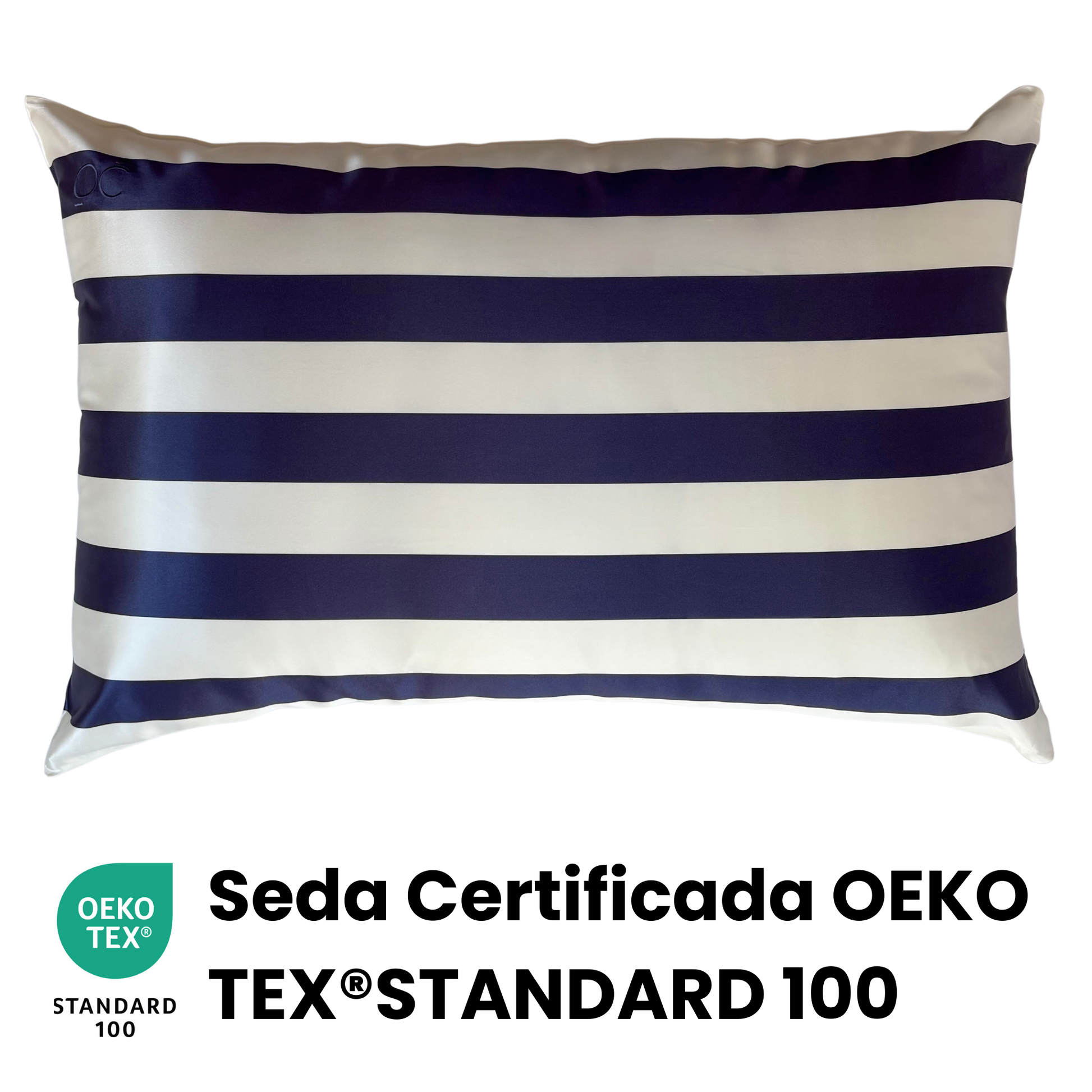 Fundas de Almohada de Seda Rayas Azules Onisa Coté