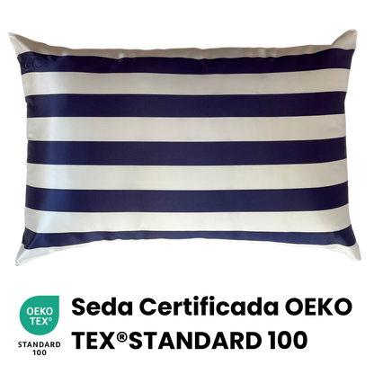 Fundas de Almohada de Seda Rayas Azules Onisa Coté