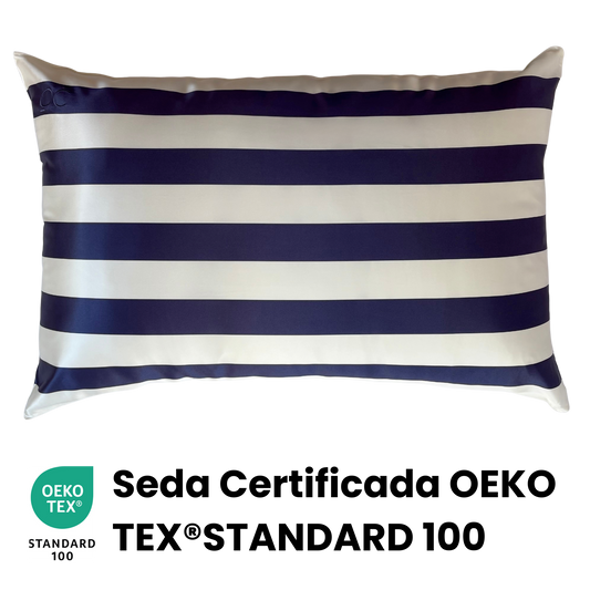 Fundas de Almohada de Seda Rayas Azules Onisa Coté