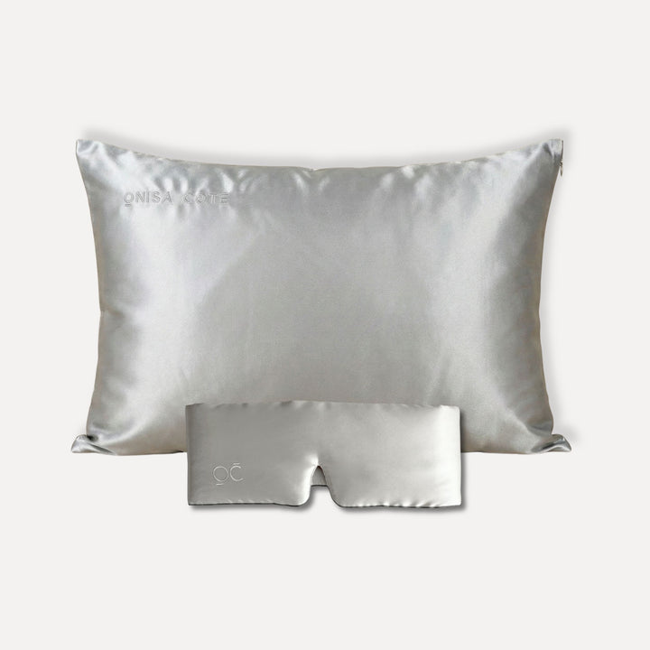 Antifaz de seda Plata con cinta ajustable