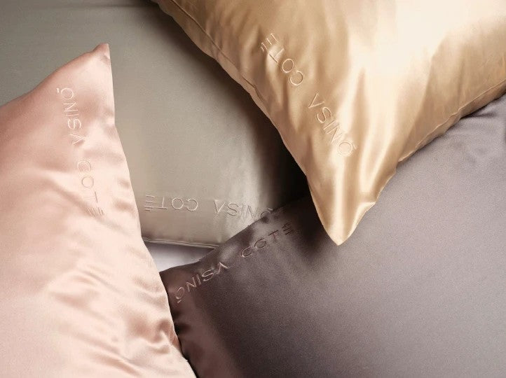 Funda de seda Mulberry · Champán, Rosa Poudré y Gris Marengo
