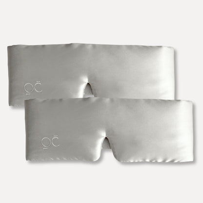 Antifaz de Seda de Morera - Oscuridad Total - Gris Plata