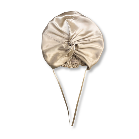 Turbante de seda champagne onisa cote