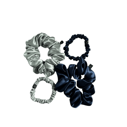 Pack de 4 Coleteros de Seda Azul y Gris Plata Onisa Coté 