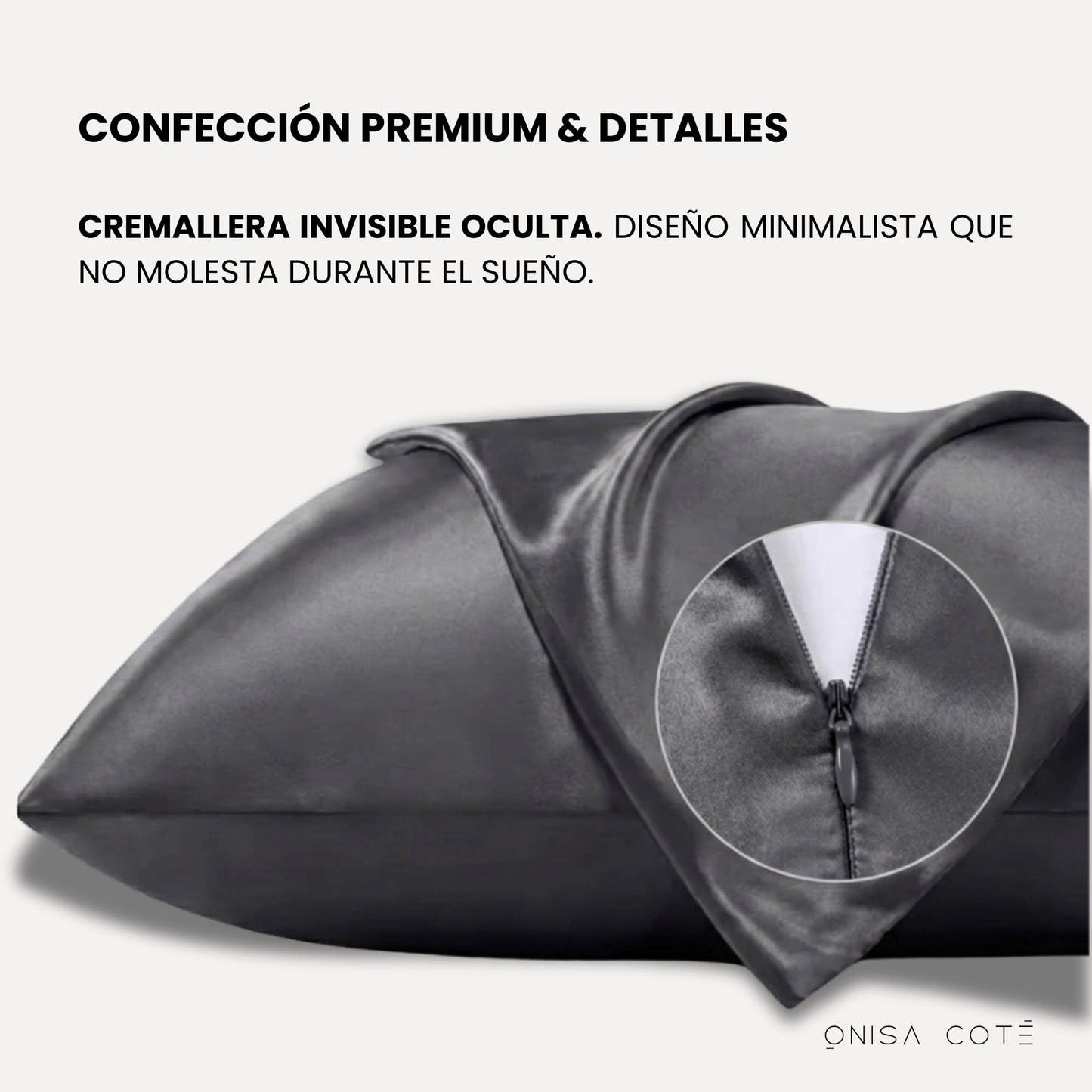 Fundas de Almohada de Seda Gris Oscuro Onisa Coté