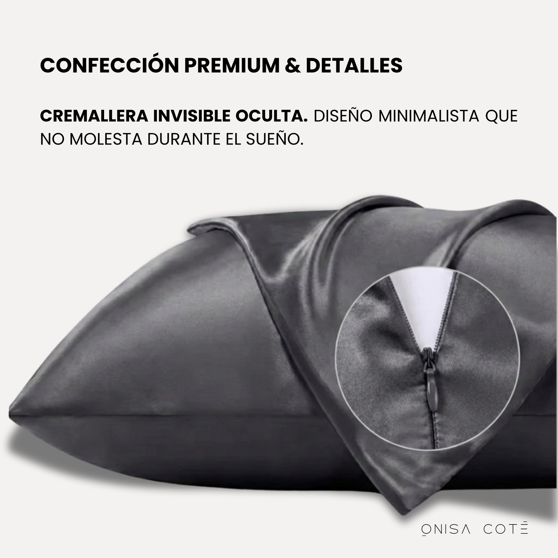 Fundas de Almohada de Seda Gris Oscuro Onisa Coté
