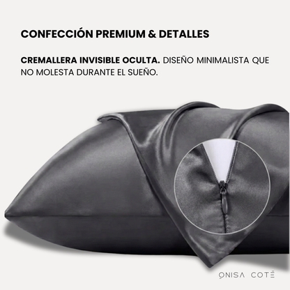 Fundas de Almohada de Seda Gris Oscuro Onisa Coté