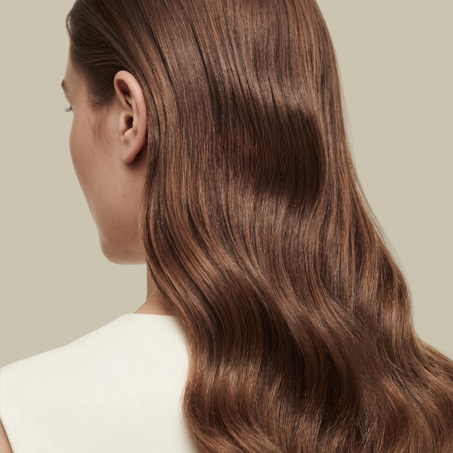 Modelo con el pelo sano hidratado sin frizz y sedoso