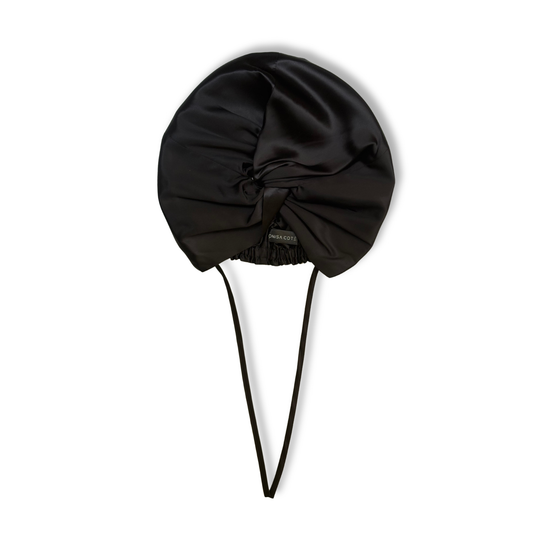 Turbante de seda negro onisa cote