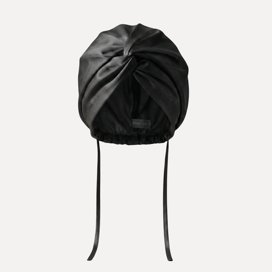 Turbante de seda negro onisa cote